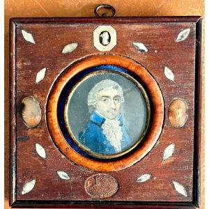18th Century Miniature, Portrait Of A Man With An Earring