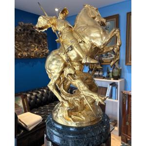 Saint George Slaying The Dragon, Bronze Signed Fremiet