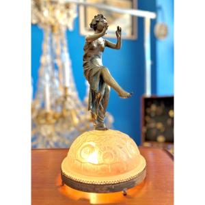 Art Deco Glass And Metal Nightlight