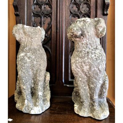 Pair Of Dogs In Haute Epoque Stone