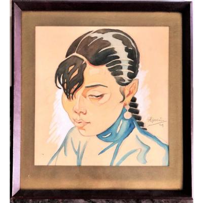 Portrait Of A Saigonnaise Singer Signed Dated 1929