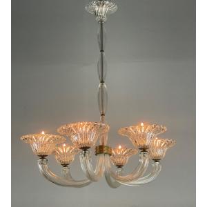 Venetian Murano Glass Chandelier By Seguso Circa 1950