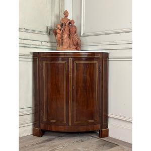 Corner Mahogany And White Carrara Marble, Circa 1800