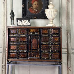 Cabinet In Blackened Wood And Blonde Tortoiseshell, Italy Late XVIIth Century