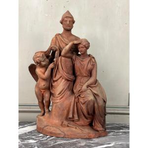 The Sculpture, Original Terracotta Signed And Dedicated, Charles Van Oemberg