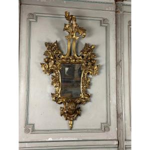 Pair Of Mirrors In Carved And Gilded Wood, Italy XIXth Century