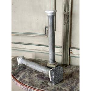 Pair Of Three Colored Marble Columns, Grand Tour Circa 1880