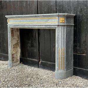 Louis XVI Style Marble Mantel Circa 1880 With Gilded Bronze