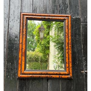 Mirror In Tortoise Shell And Curly Black Wood In The Style Of Antwerp Frames