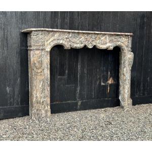 Regency Fireplace In Gray Ardennes Marble, 18th Century