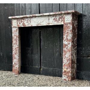 Louis XVI Style Fireplace In Royal Red And White Carrara Marble Circa 1900