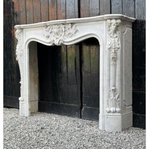 Louis XV Style Fireplace In Carrara Marble Circa 1880