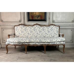 Louis XV Bench In Carved Wood Oak Patina 18th Century