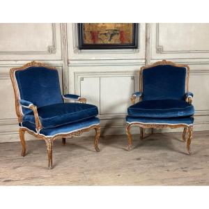 Pair Of Armchairs Louis XV, 18th Century