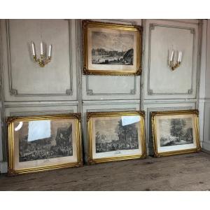 Suite Of 4 Engravings, 19th Century Reprint, Very Beautiful Napoleon III Frames