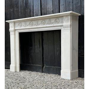 Louis XVI Style Fireplace In Carrara Marble Circa 1880