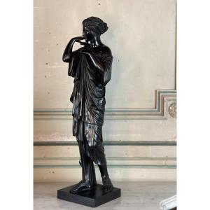 Diane De Gabies, Bronze After The Antique, Black Patina 19th Century