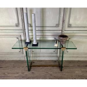 Glass And Brass Console By Peter Ghyczy Around 1970