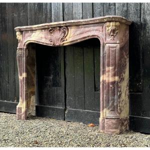 Louis XV Style Fireplace In Fleur De Pêcher Marble, Circa 1880