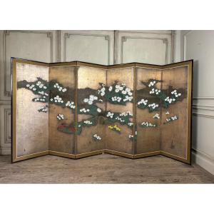 Rimpa Style Byobu Screen, Six Panels, Japan, Meiji Period