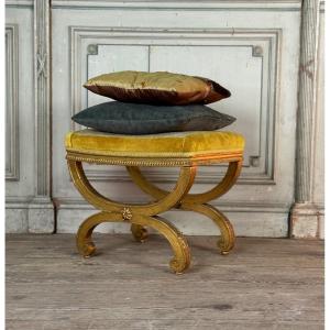 Louis XVI Style Carved And Gilded Wood Stool Circa 1880