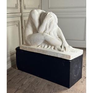 Large Workshop Plaster, Young Nude Woman, Signature On The Base