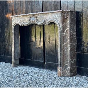 Regency Fireplace In Grey Ardennes Marble, 18th Century
