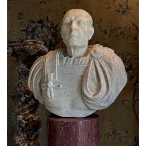Bust Of Emperor Galba, White Carrara Marble, 18th Century
