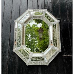 Venetian Mirror In Colorless Murano Glass Circa 1920 