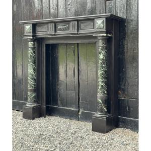 Napoleon III Fireplace In Black Belgian Marble And Antique Green, Circa 1880