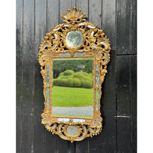 Louis XV Style Mirror With Parecloses In Gilded Wood, Early 19th Century, Austro-hungarian Empire