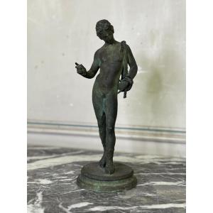 Bronze Narcissus After The Antique, Patina Excavation, 19th Century