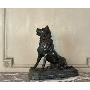 Large Model Of Jennings' Dog In Serpentine Marble, Souvenir Of The Grand Tour, 19th Century