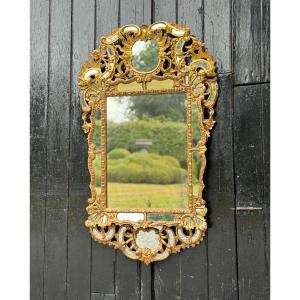 Baroque Style Mirror In Carved And Gilded Wood, Austro-hungarian Empire, Early 19th Century 