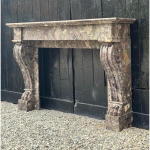 Charles X Fireplace In Waulsort Marble, Early 19th Century