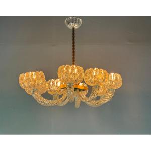 Venetian Murano Glass Chandelier By Barovier, Circa 1950