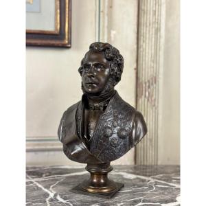 Bronze Bust Of Admiral Hucos, Signed Dubray 1854
