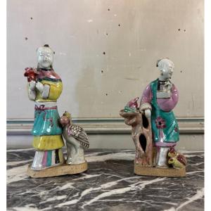Two Polychrome Chinese Porcelain Figures, 18th Century