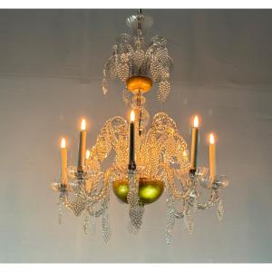 Liège Chandelier In Blown, Molded And Pinched Glass, Circa 1900