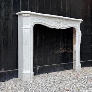 Louis XV Style Fireplace In Carrara Marble Circa 1980