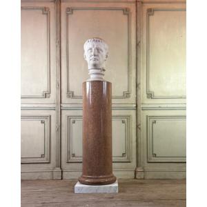 Granite Column On A Carrara Marble Base, Circa 1880