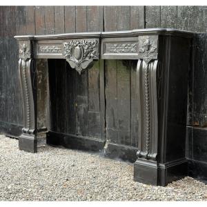 Napoleon III Fireplace In Black Belgian Marble Or Mazi, Circa 1880 