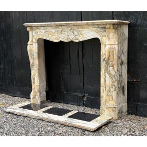 Louis XV Style Fireplace In Purple Breccia Marble, Circa 1880