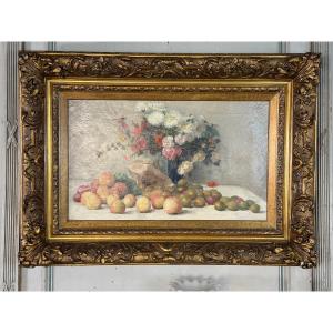 Still Life, Oil On Canvas, Signed Upper Right François Namur (1857-1902) 