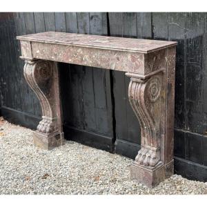 Charles X Fireplace In Waulsort Marble, 19th Century