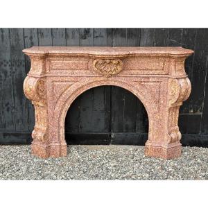 Imposing Napoleon III Fireplace In Brocatelle Marble Violette From Spain’, Circa 1880 
