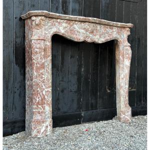 Louis XV Style Fireplace In Grey Ardennes Marble, Circa 1880