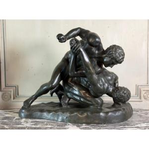Bronze After The Ancient Preserved At The Offices In Florence, The Wrestlers Around 1880