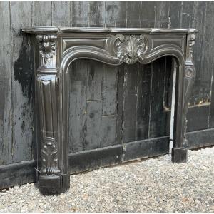 Louis XV Style Fireplace In Black Belgian Marble, Circa 1880