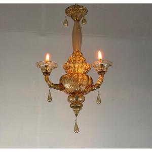 Venetian Lantern In Gilded Murano Glass, Circa 1900 